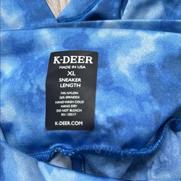 K-DEER Sneaker-Length Blue Tie-Dye Leggings XL 2 SETS OF POCKETS - Picture 4 of 6